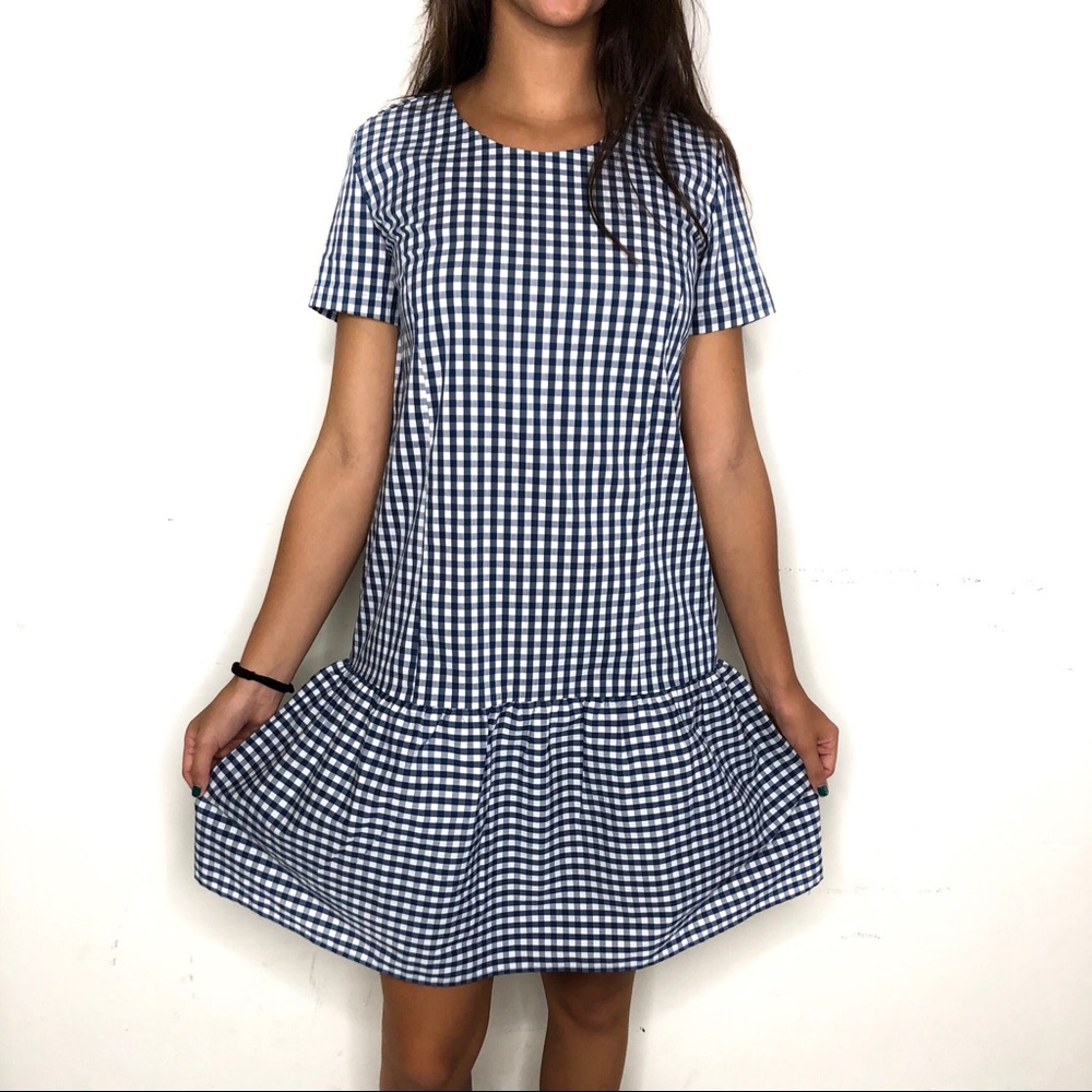 NWT J.Crew Blue White Poplin Drop Casual Dress